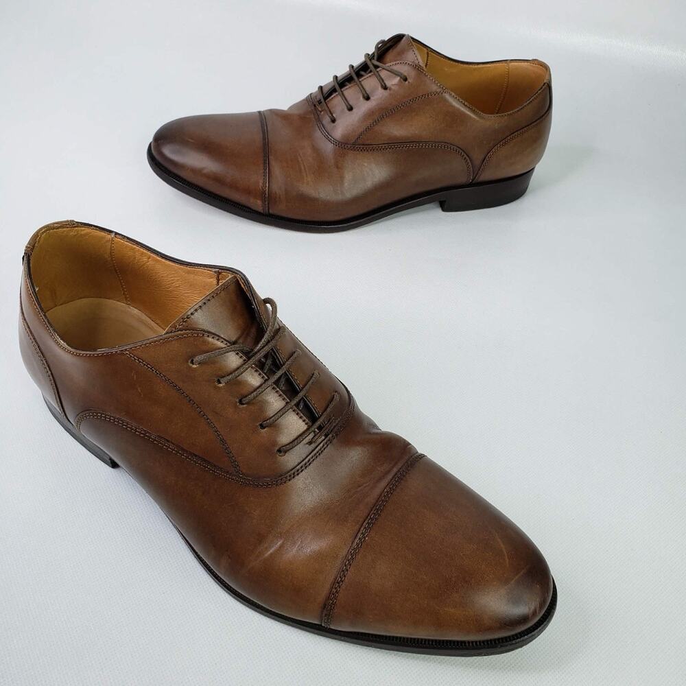 Suitsupply Dress Shoes Brown Leather Oxford Size 43.5 US 10.5 Italy Cap Toe